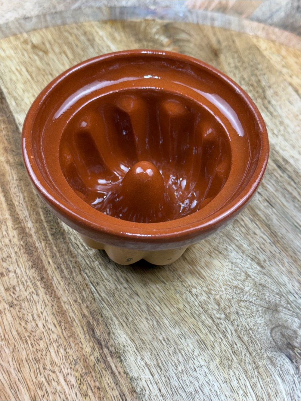 Vintage Terracotta Gugelhupf Mini Bundt Mold Brown Glazed Pottery